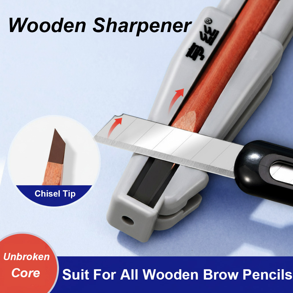 Hand Tools - مبراة أقلام الحواجب الخشبية لطرف الإزميل،