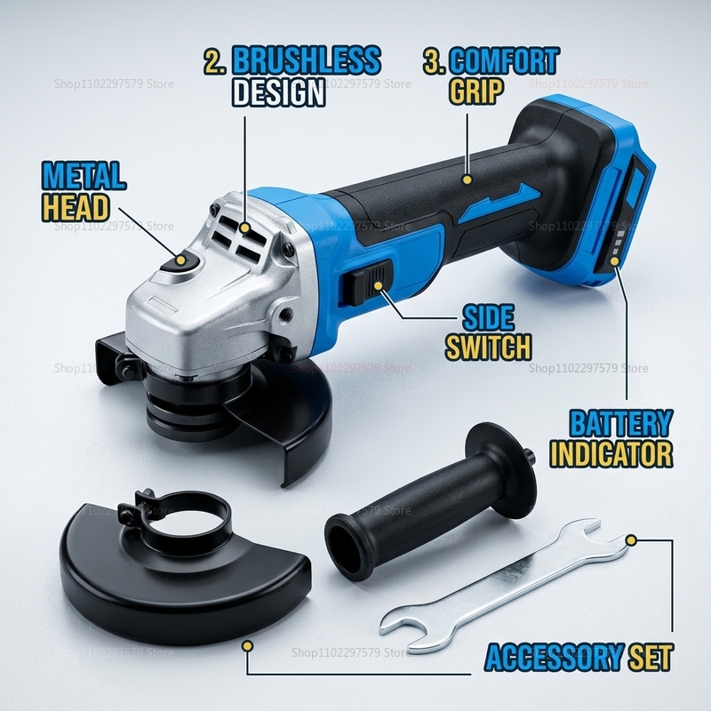 Brushless Angle Grinder Battery Powered - جلاخة زاوية لاسلكية بدون فرشاة 18