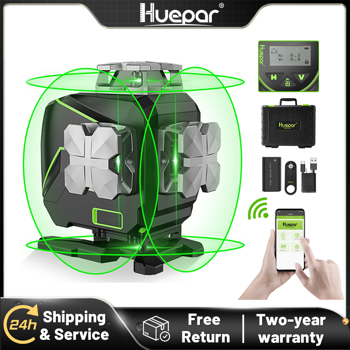 Huepar S04CG-A جهاز ليزر متقاط - مراجعة Laser Level 16 Lines 4D Green وسعره