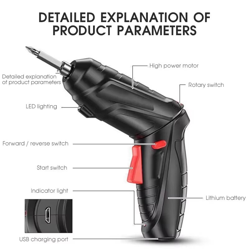 مجموعة مفك براغي كهربائي 3.6 ف - مراجعة Electric Screwdriver Rechargeable Usb وسعره