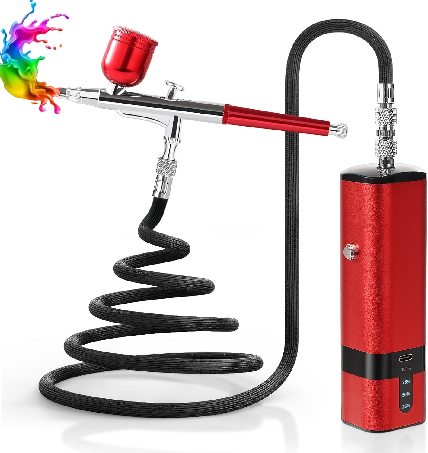 طقم فرشاة هوائية مع ضاغط، فرشا - مراجعة Airbrush Kit With Mini Compressor وسعره