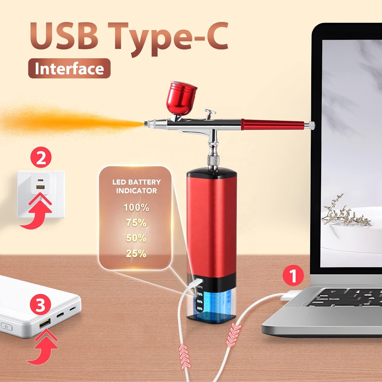 طقم فرشاة هوائية مع ضاغط، فرشا - مراجعة Airbrush Kit With Mini Compressor وسعره