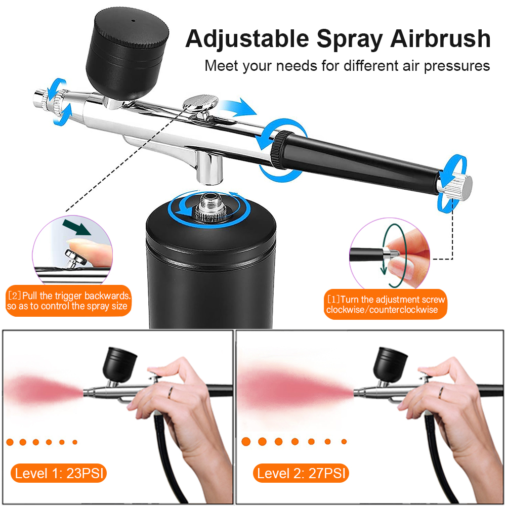 البخاخة اللوحة البخاخة مع ضاغط - مراجعة Airbrush Kit With Mini Compressor وسعره