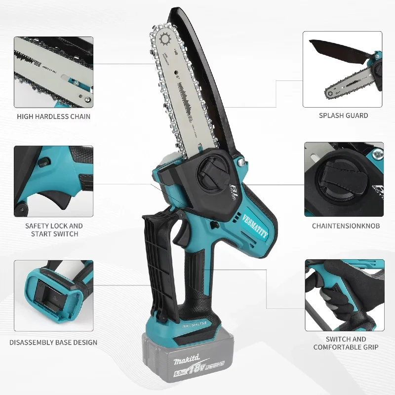 منشار كهربائي لاسلكي VESMATITY - مراجعة Mini Electric Chainsaw 6 Inch وسعره