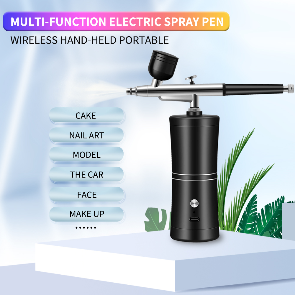 فرشاة هوائية لاسلكية محمولة قا - مراجعة Airbrush Kit With Mini Compressor وسعره