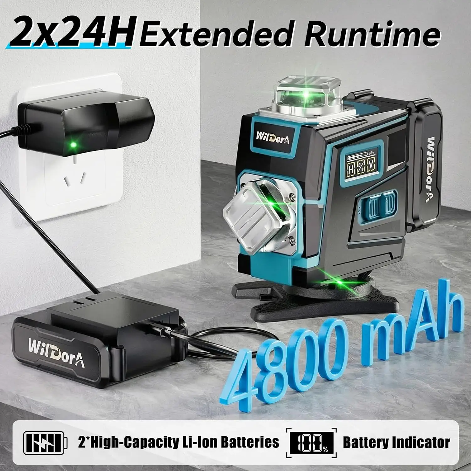 جهاز قياس مستوى بالليزر مع حام - مراجعة Laser Level 16 Lines 4D Green وسعره