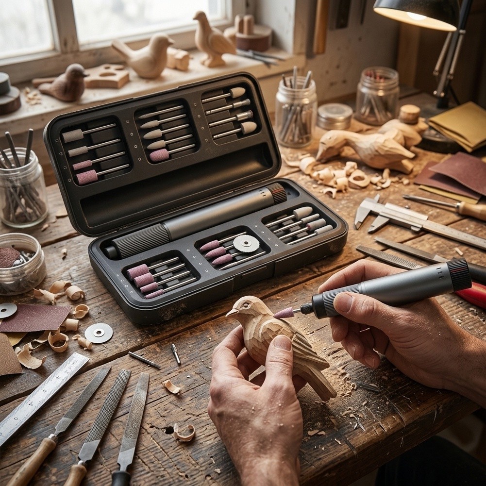 مجموعة أدوات دوارة لاسلكية مع  - مراجعة Cordless Rotary Tool Kit Accessories وسعره