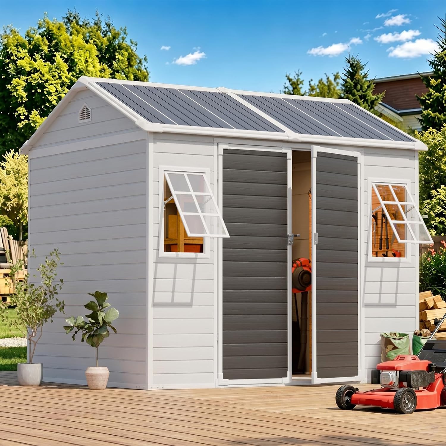 سقيفة تخزين من الراتنج مقاس 8× - مراجعة Garden Tools وسعره