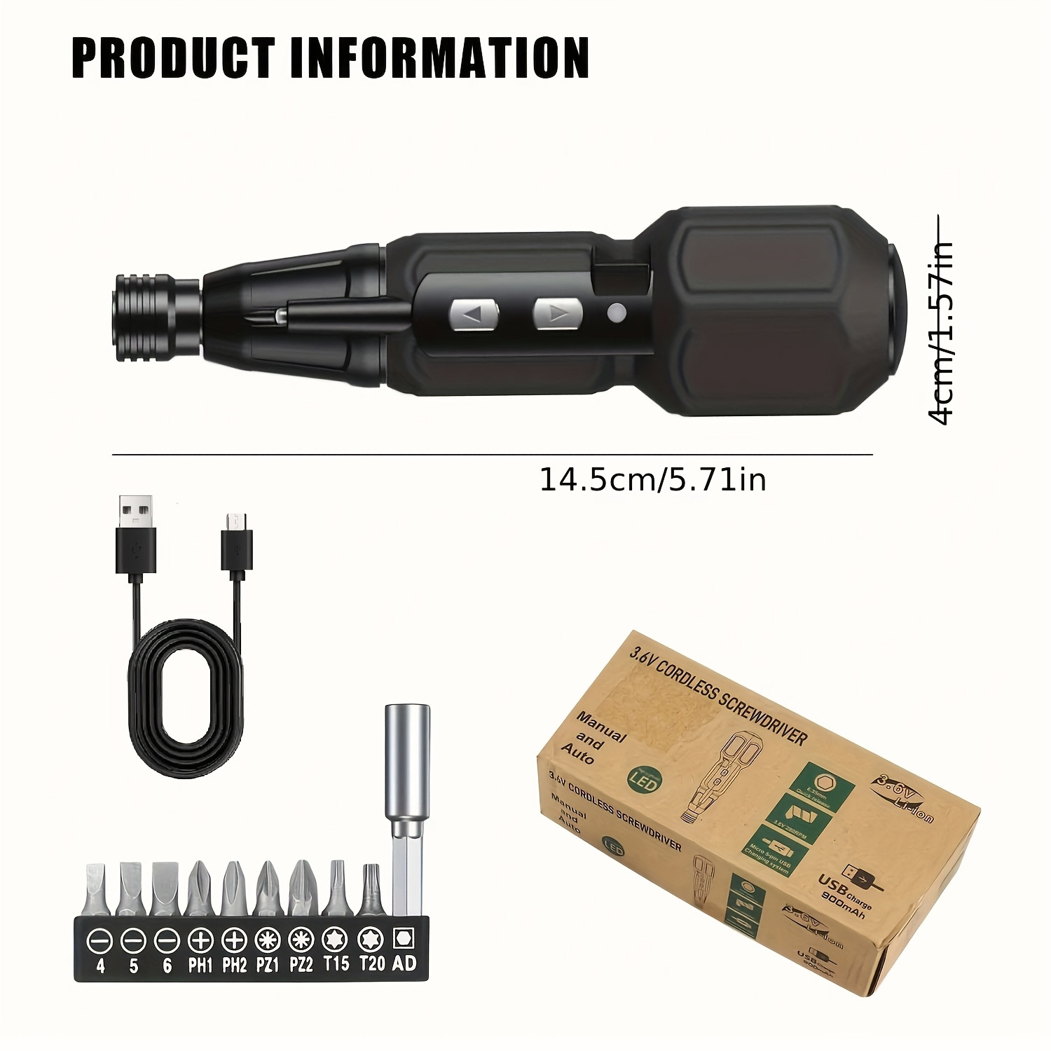 مفك كهربائي قابل لإعادة الشحن، - مراجعة Electric Screwdriver Rechargeable Usb وسعره